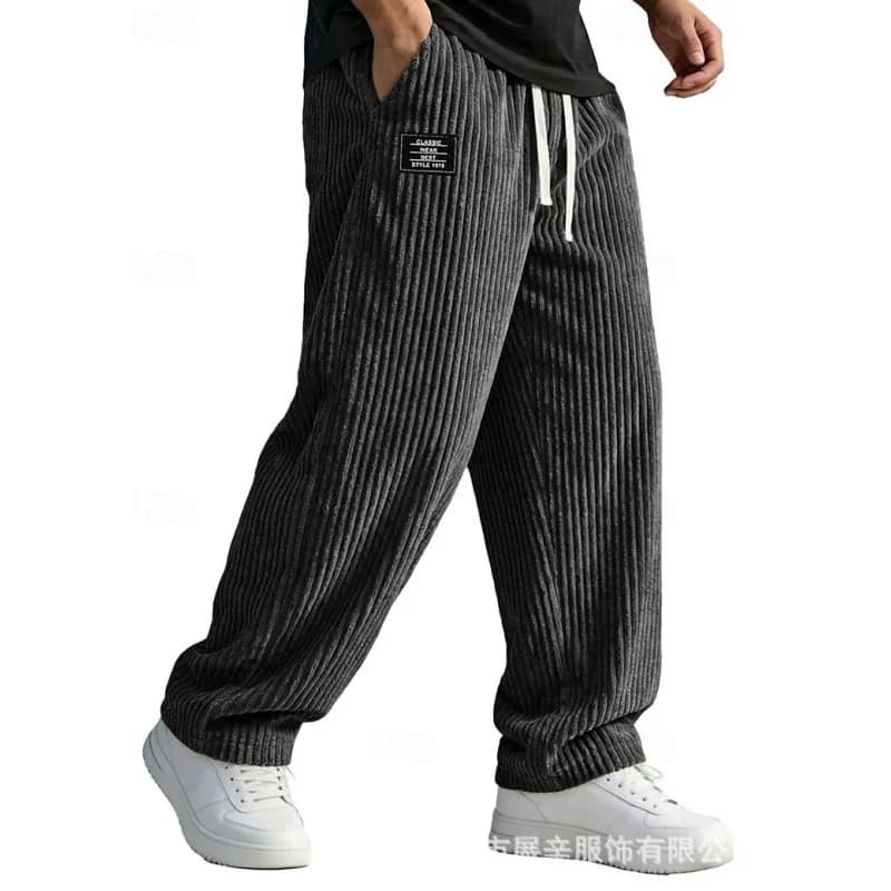 Men's Loose-Fit Corduroy Straight-Leg Trousers