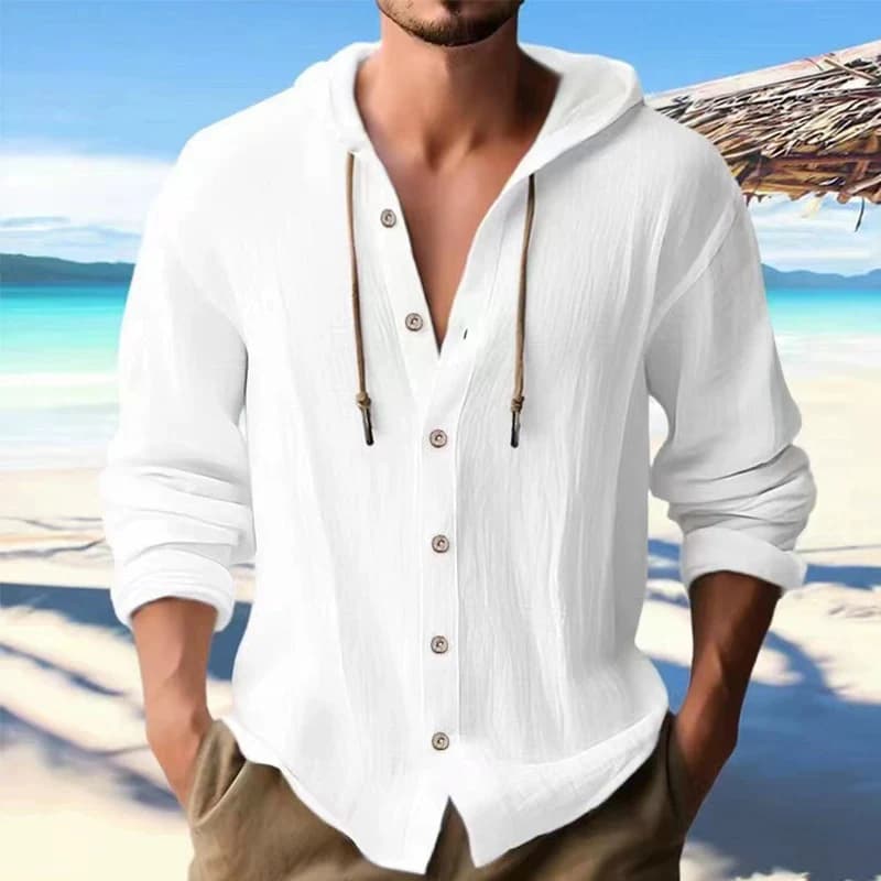 Men's Hooded Button-Up Shirt