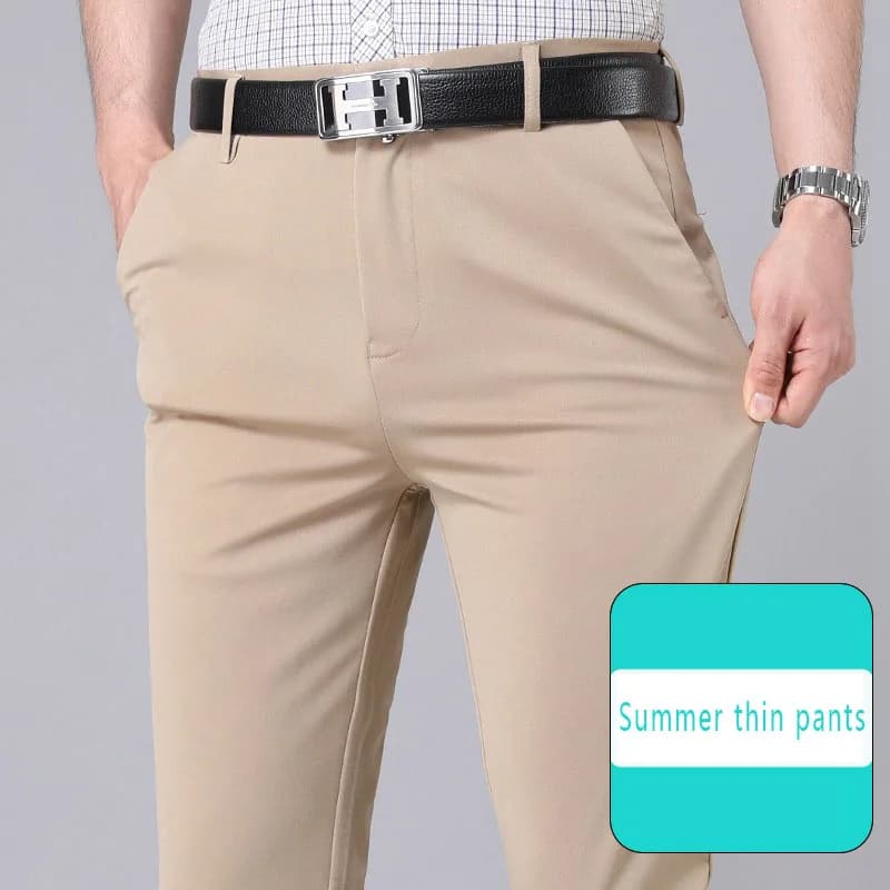 Men's Stretch Smart-Casual Straight-Leg Trousers