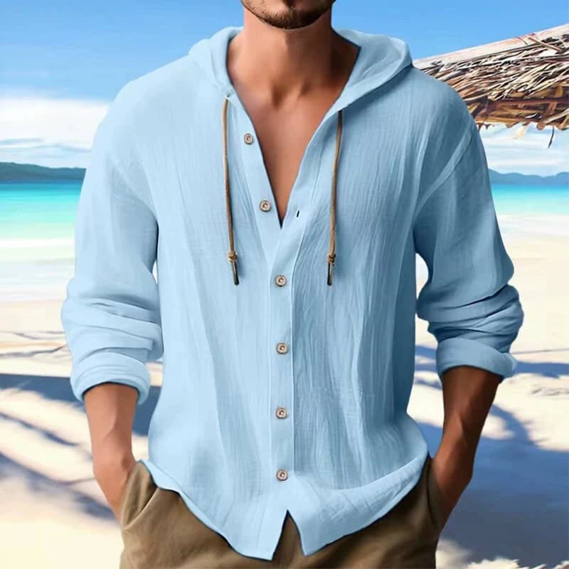 Men's Hooded Button-Up Shirt