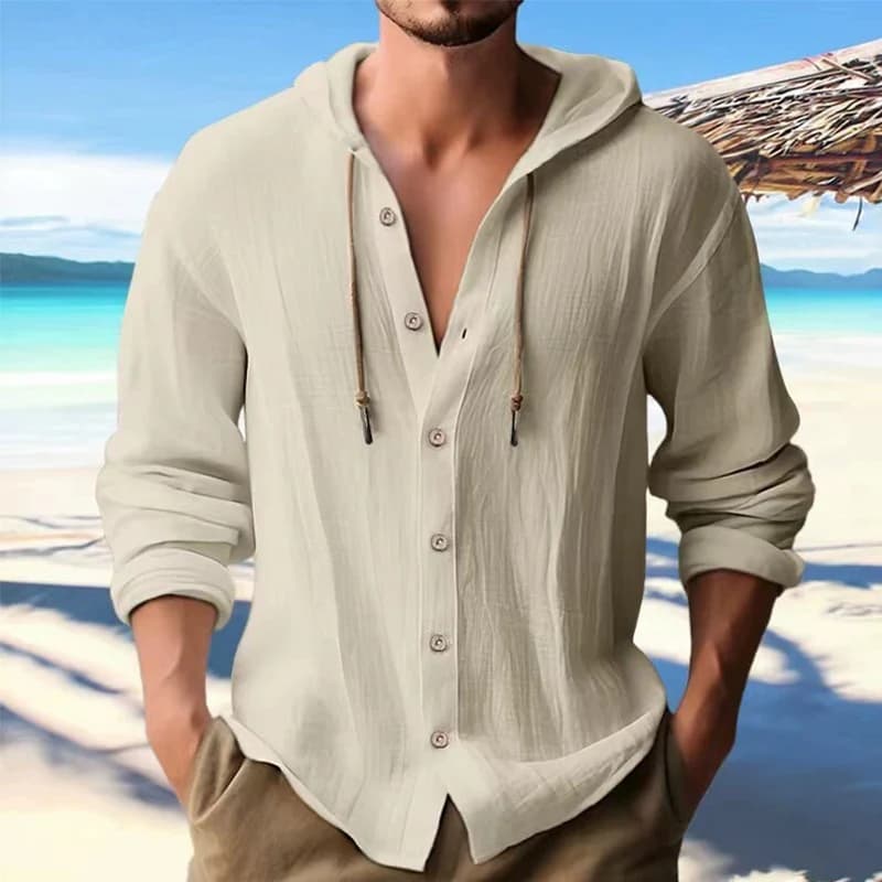 Men's Hooded Button-Up Shirt