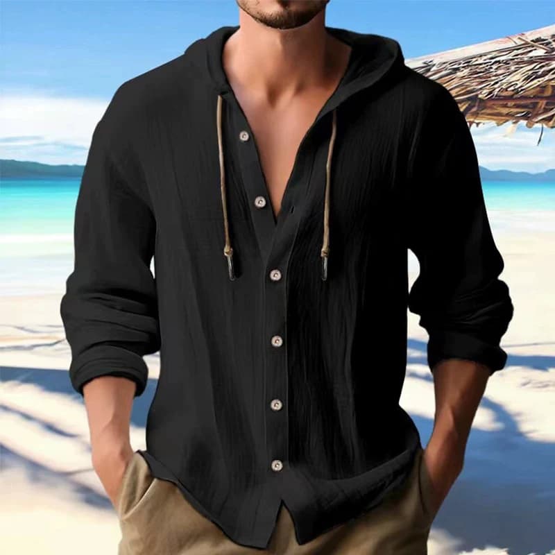 Men's Hooded Button-Up Shirt