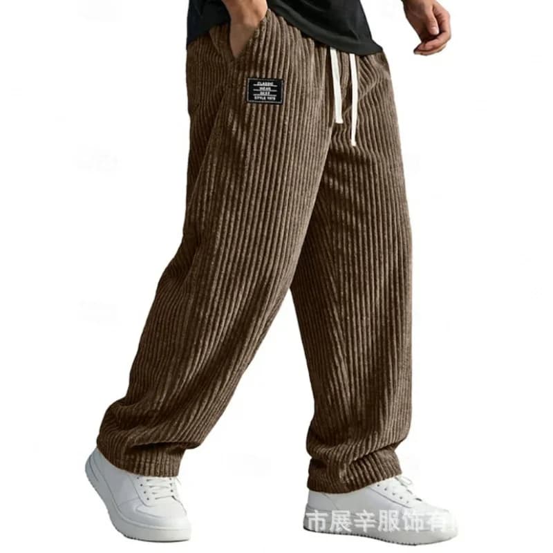 Men's Loose-Fit Corduroy Straight-Leg Trousers