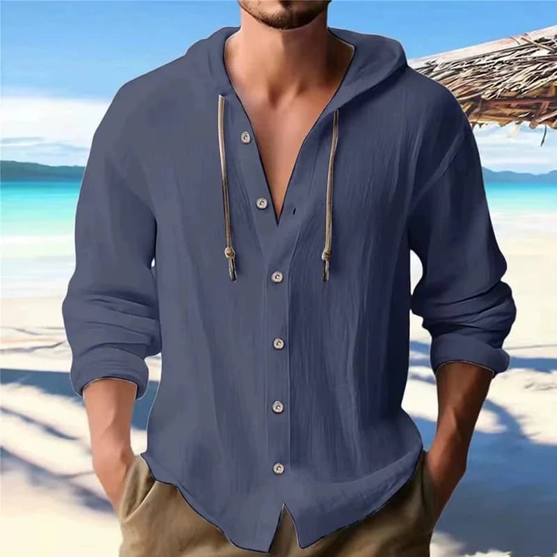 Men's Hooded Button-Up Shirt