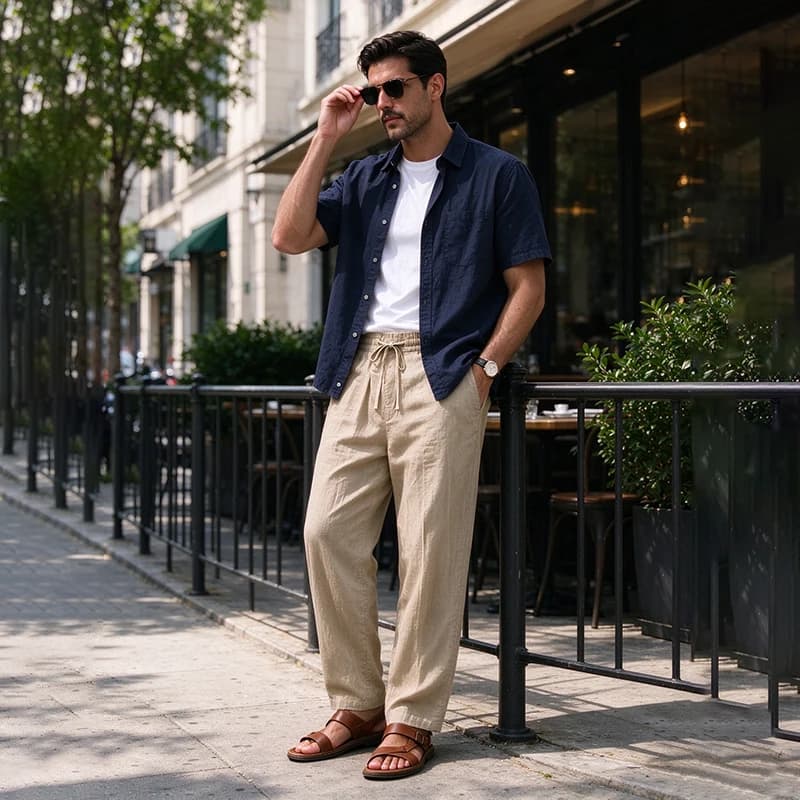 Men's Relaxed-Fit Drawstring Trousers