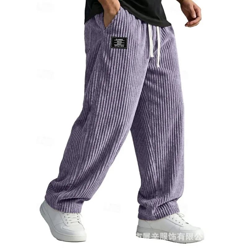 Men's Loose-Fit Corduroy Straight-Leg Trousers